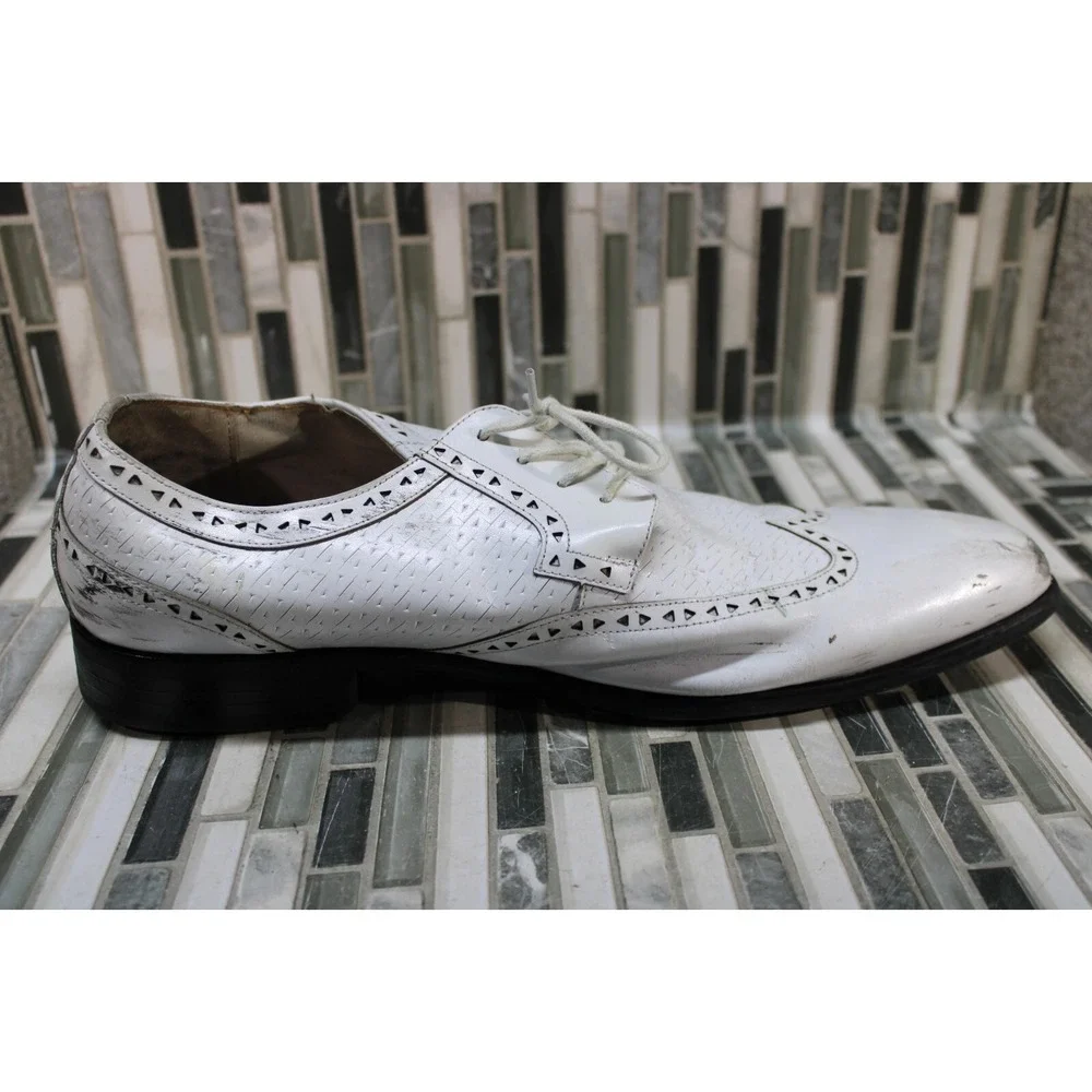 Stacy Adams‎ White Leather Square Toe Dress Shoes Men's Size 11 M